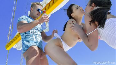 Gorgeous pornstars enjoy having a crazy orgy on a yacht during summer